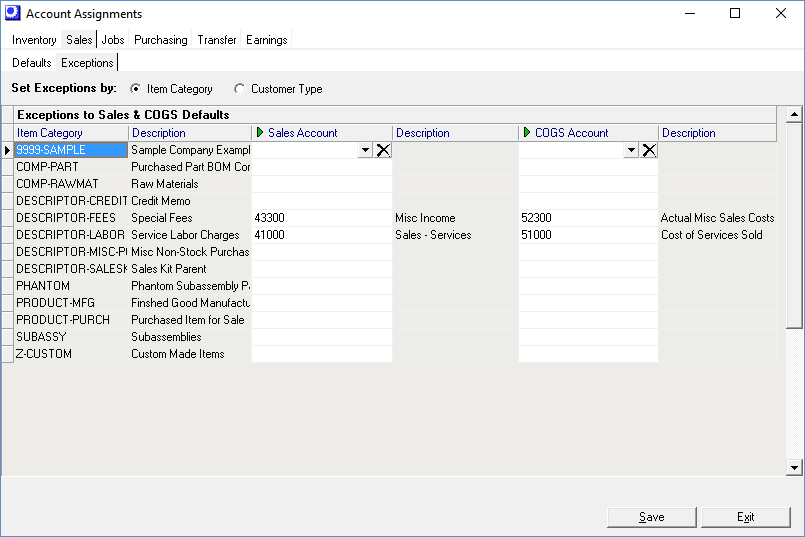 Menu_GL_Setup_AA_Sales_Exceptions