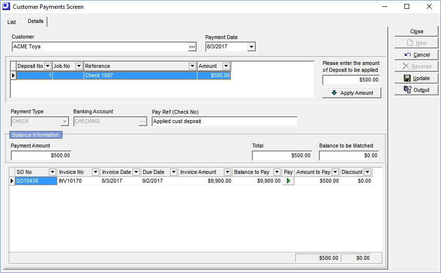 Menu_AR_CustomerPayment_ApplyDeposit
