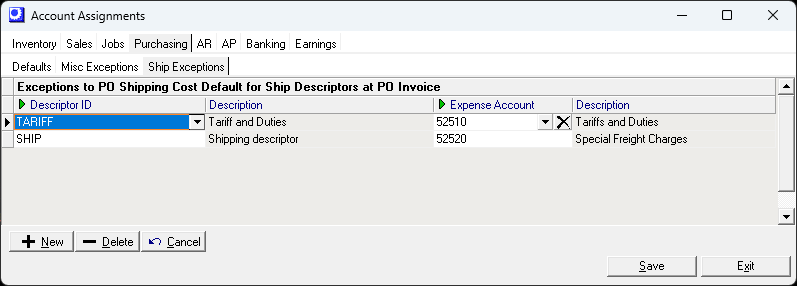 Menu_GL_Setup_AA_Purchasing_Exceptions_Ship